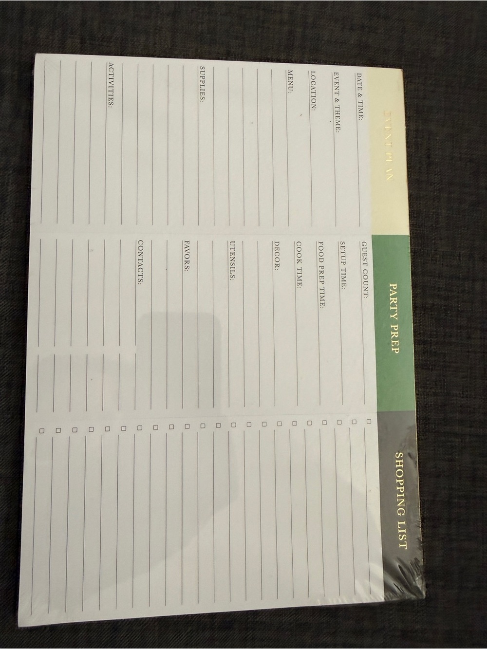NWT kate spade x target Party Prep & Shopping List Notepad - Green and Gold